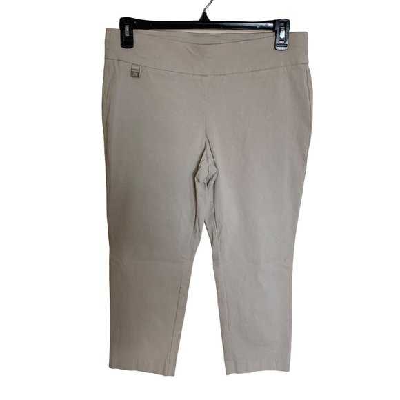 Rafaella Pants - EUC Rafaella Comfort Mid Rise Beige Stretch Pull On Skinny Capri Pants Size 14